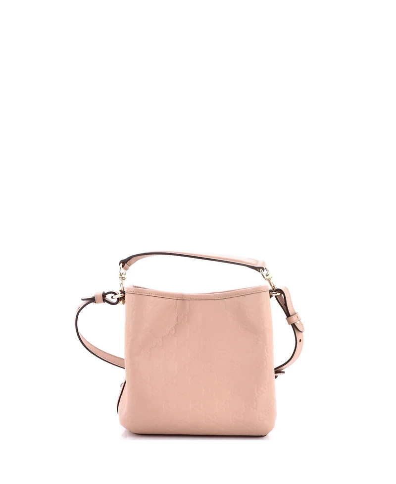 Pre-Owned Gucci Small Gg Emblem Bucket Bag Gg Embossed Leather