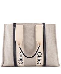 Pre-Owned Chloe Large Woody Tote Canvas with Leather