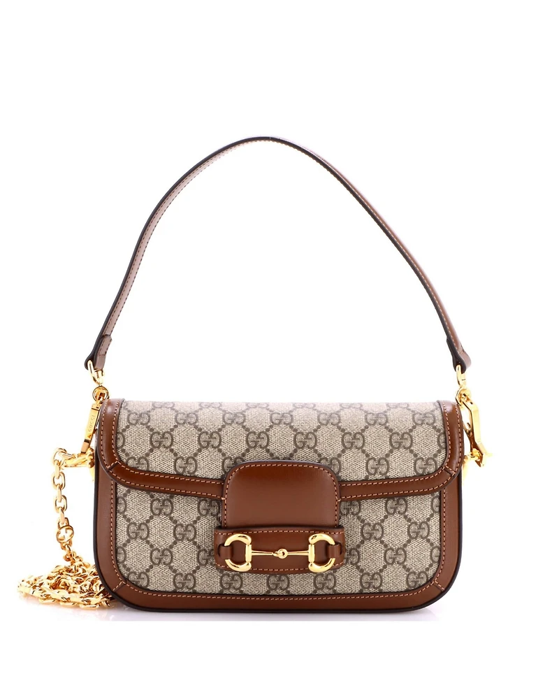 Pre-Owned Gucci East West Horsebit 1955 Shoulder Bag Gg Coated Canvas with Leather