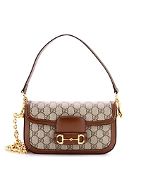 Pre-Owned Gucci East West Horsebit 1955 Shoulder Bag Gg Coated Canvas with Leather