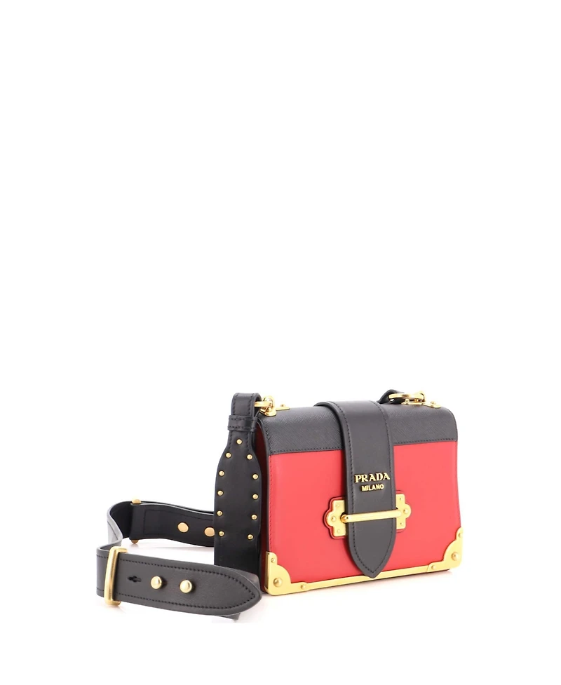 Pre-Owned Prada Small Cahier Crossbody Bag Leather and Saffiano Leather