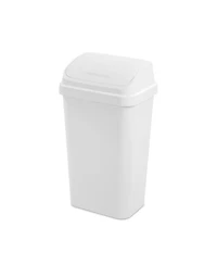 Sterilite 13 Gal Swing Top Lidded Wastebasket Kitchen Trash Can, White (16 Pack)