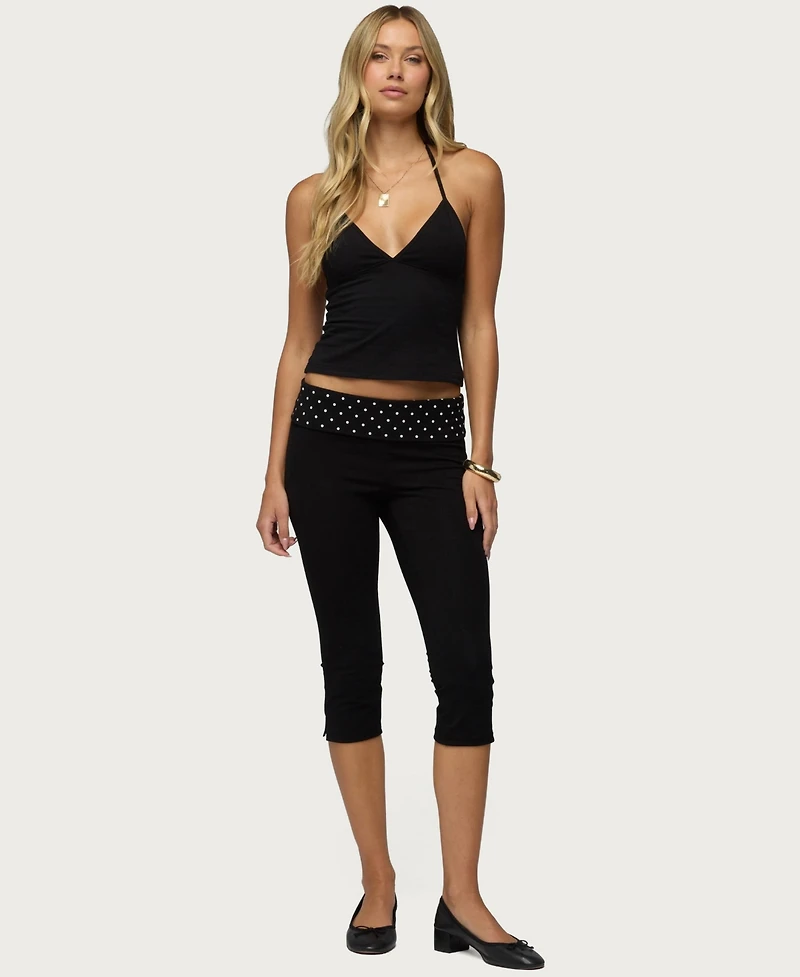 Edikted Women's Genni Polka Dot Foldover Capri Pants