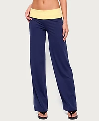 Edikted Women's Dayna Contrast Foldover Straight Leg Pants