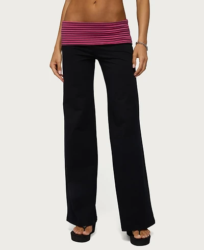 Edikted Women's Maci Striped Foldover Pants