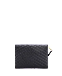 Pre-Owned Saint Laurent Classic Monogram Envelope Wristlet Clutch Matelasse Chevron Leather