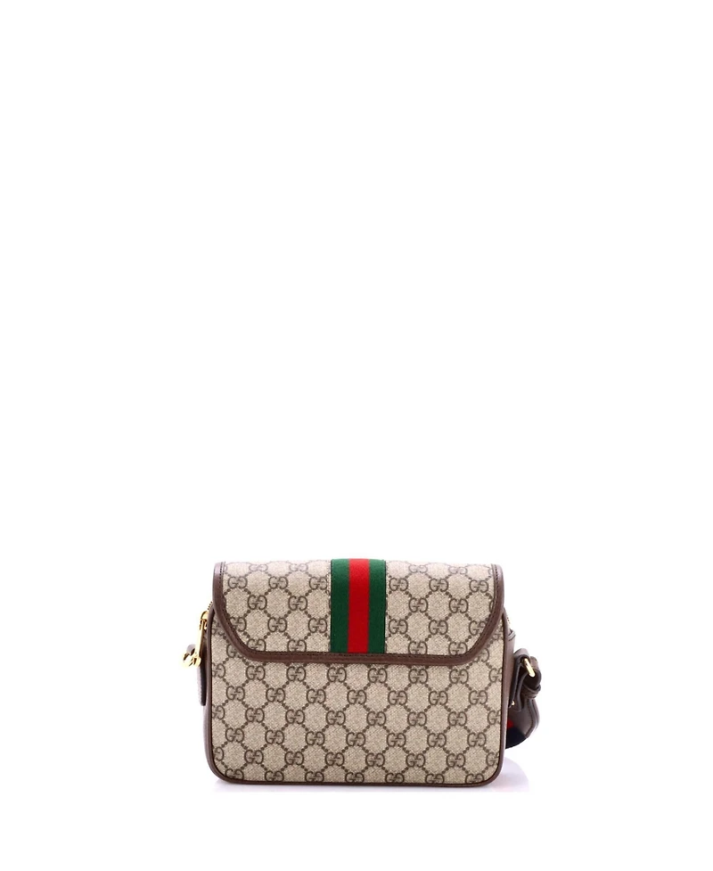 Pre-Owned Gucci Small Ophidia Flap Shoulder Bag Gg Coated Canvas