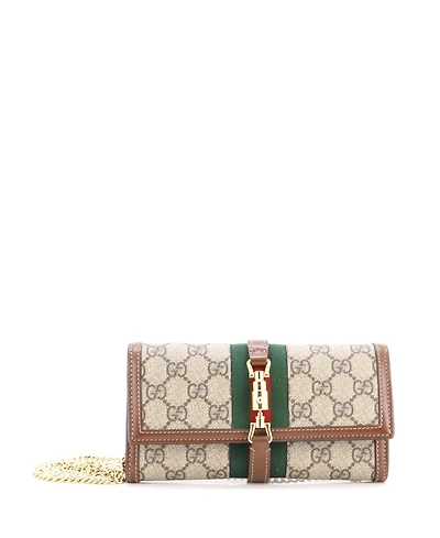 Pre-Owned Gucci Jackie 1961 Continental Chain Wallet Gg Coated Canvas