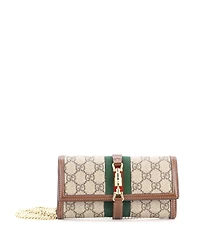 Pre-Owned Gucci Jackie 1961 Continental Chain Wallet Gg Coated Canvas