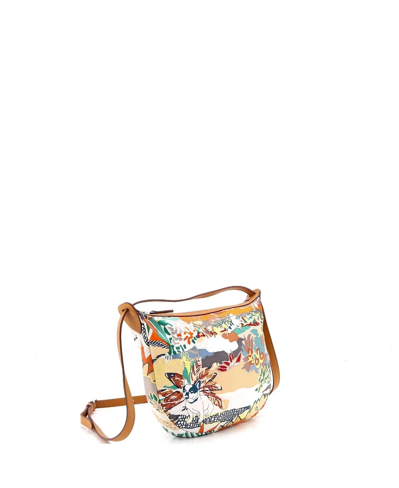 Pre-Owned Hermes Sursoie To Go Pouch Printed Silk and Leather
