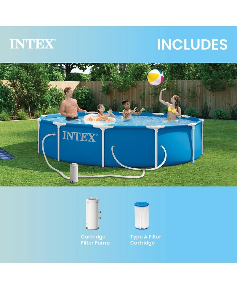 Intex 28211EP 12ft x 30in Metal Frame Above Ground Pool Set with Filter Pump