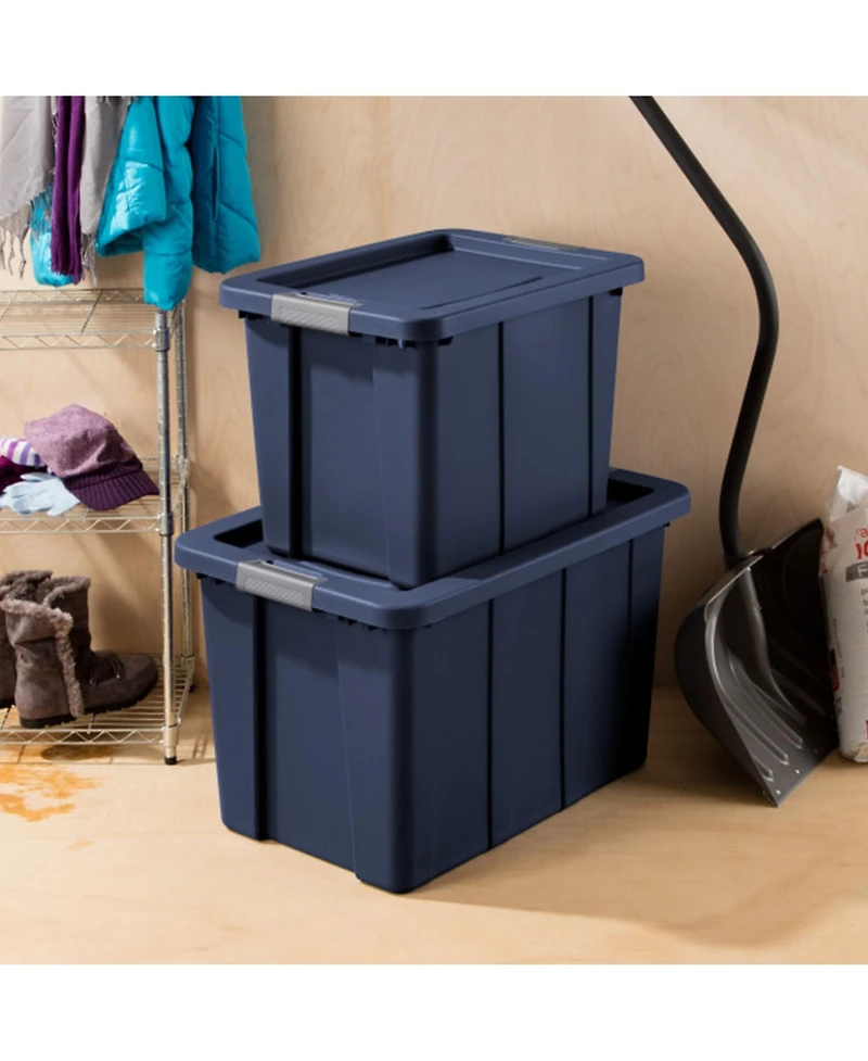 Sterilite Tuff1 30 Gal Plastic Storage Tote Bin w/Latching Lid, Blue (16 Pack)