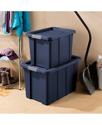 Sterilite Tuff1 30 Gal Plastic Storage Tote Bin w/Latching Lid, Blue (16 Pack)