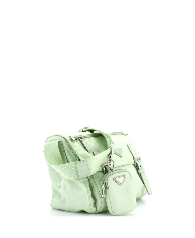 Pre-Owned Prada Medium Double Buckle Flap Messenger Bag Re-Nylon
