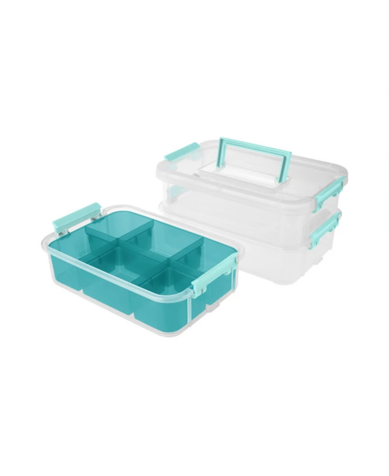 Sterilite Convenient Home 3-Tiered Stack Carry Storage Box, Clear (6 Pack)