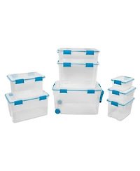Sterilite 37 Qt Clear Plastic Home Storage Tote Bin with Secure Lids, (16 Pack)