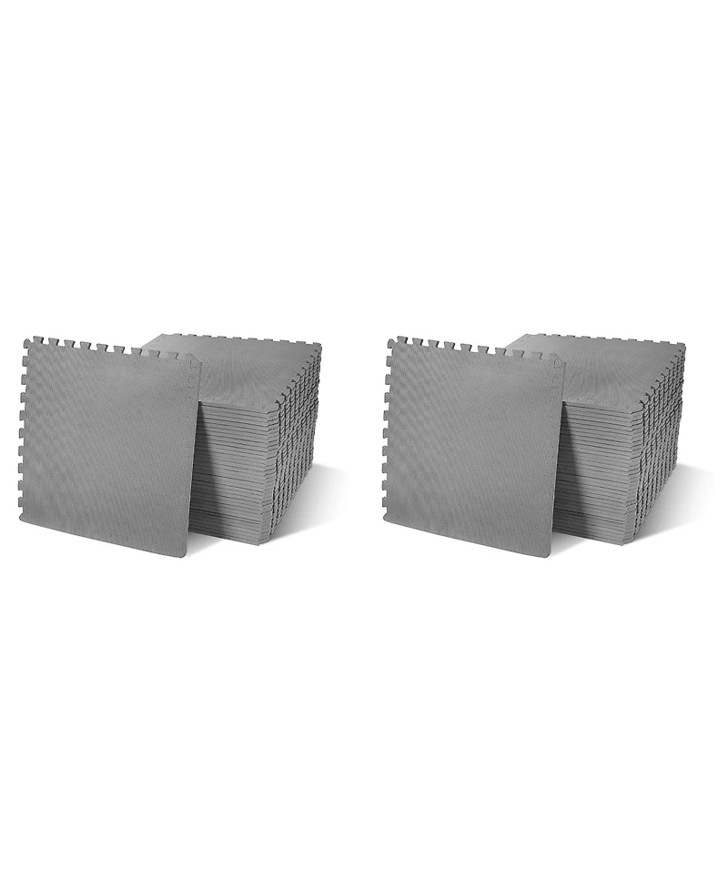 BalanceFrom Fitness 144 Sq Ft Interlocking Exercise Mat Tiles, Gray (2 Pack)