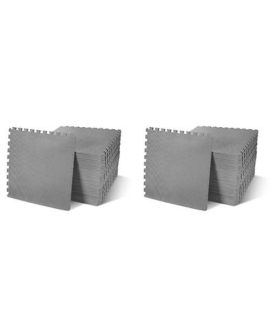 BalanceFrom Fitness 144 Sq Ft Interlocking Exercise Mat Tiles, Gray (2 Pack)