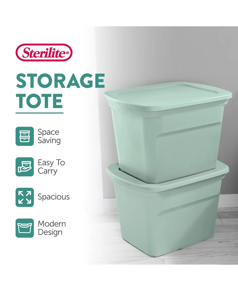 Sterilite 8 Pack 18 Gal Plastic Stackable Storage Container w/ Lid, Mindful Mint