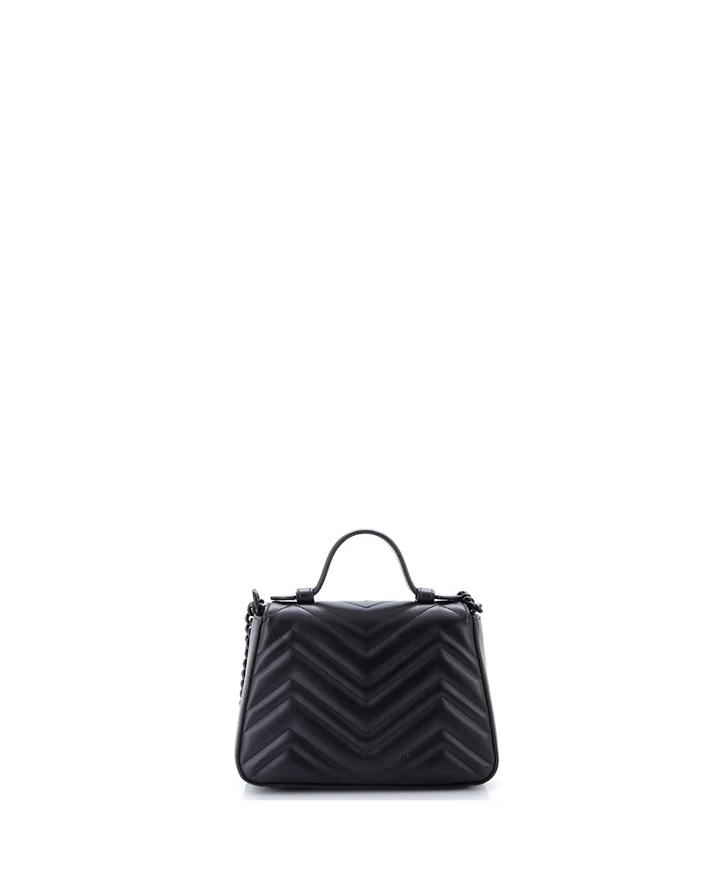Pre-Owned Gucci Mini Gg Marmont Monochrome Top Handle Flap Bag Matelasse Leather