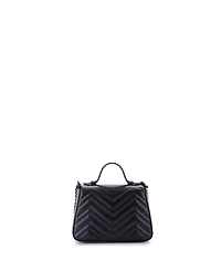 Pre-Owned Gucci Mini Gg Marmont Monochrome Top Handle Flap Bag Matelasse Leather