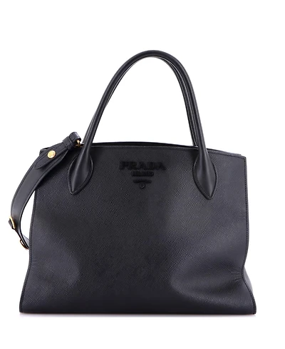 Pre-Owned Prada Medium Monochrome Tote Saffiano with City Calf