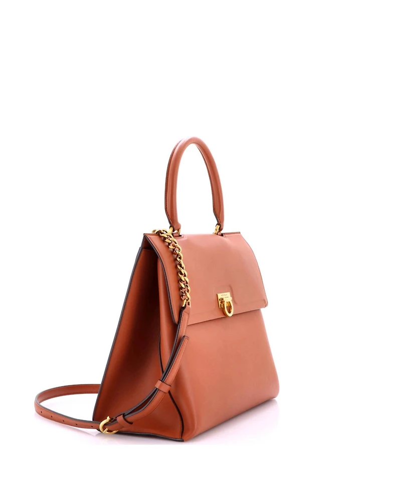 Pre-Owned Salvatore Ferragamo Medium Trifolio Top Handle Bag Leather