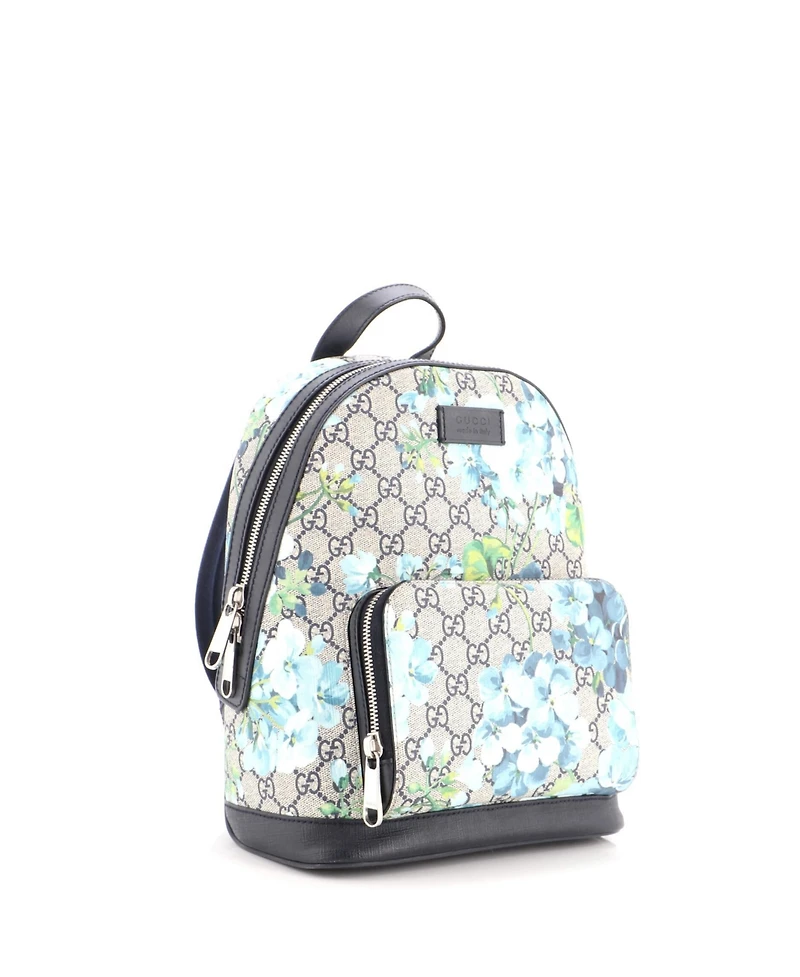 Pre-Owned Gucci Small Zip Pocket Backpack Blooms Print Gg Coated Canvas