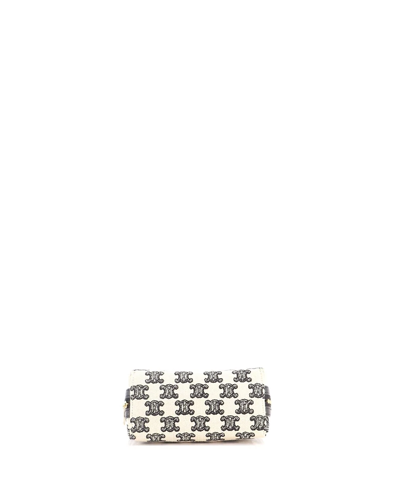 Pre-Owned Celine Zip Around Chain Clutch Triomphe Canvas
