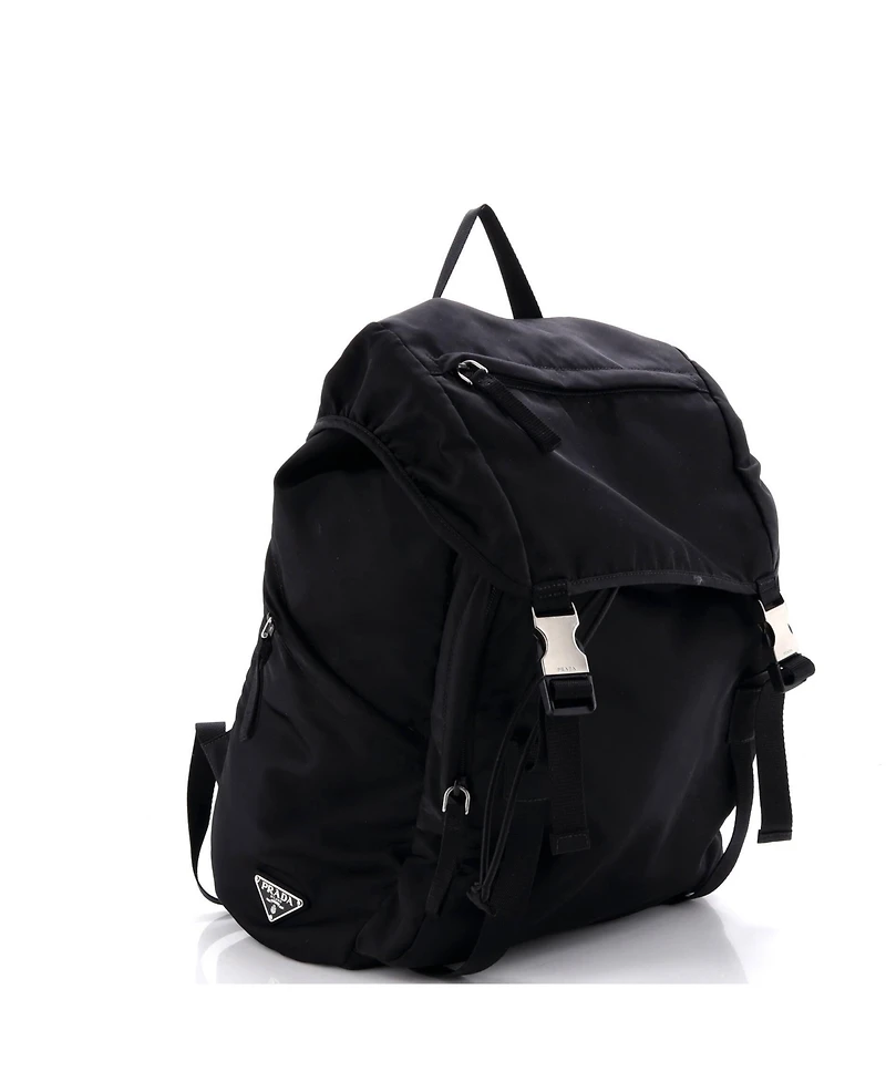 Pre-Owned Prada Medium Double Buckle Backpack Tessuto