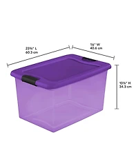 Sterilite 64 Quart Latching Plastic Storage Container, Purple and Orange (12 Pack)