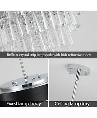 Clihome 18" Modern Crystal Chandelier with Imitation Velvet Anti-Glare Shade (Bulb Not Included)