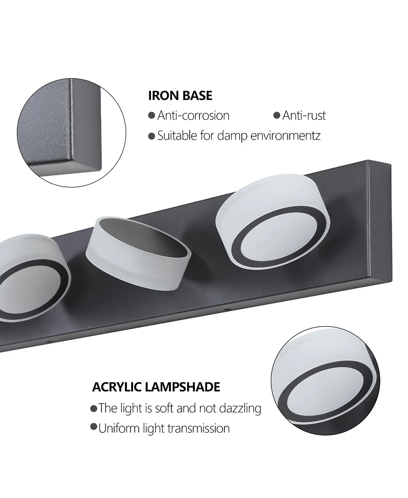Clihome 45" Modern 6-Light Led Vanity Light, Sleek Bathroom Wall Light Fixture