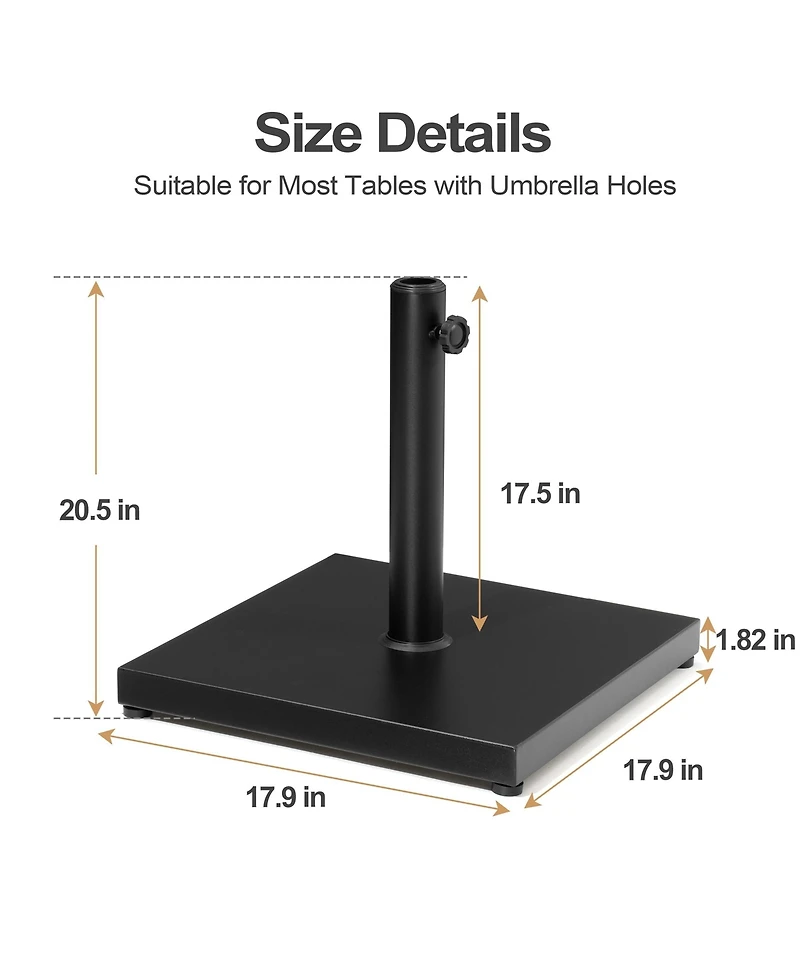Pellebant 55 Lbs Heavy Duty Square Concrete Umbrella Base for Market Umbrella