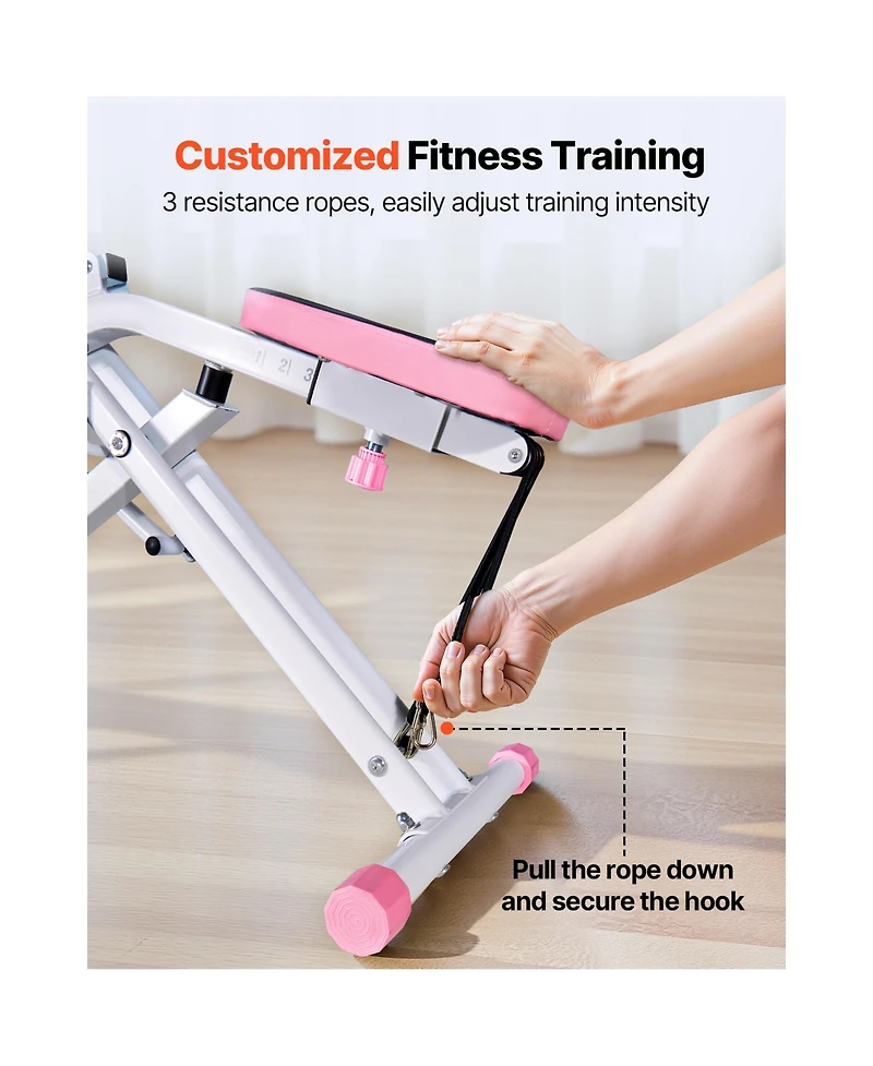 Sugift Foldable Deep Squat Machine with Three Resistance Bands and Adjustable Seat