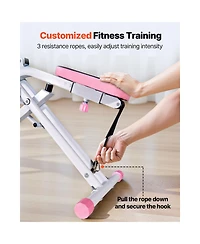 Sugift Foldable Deep Squat Machine with Three Resistance Bands and Adjustable Seat