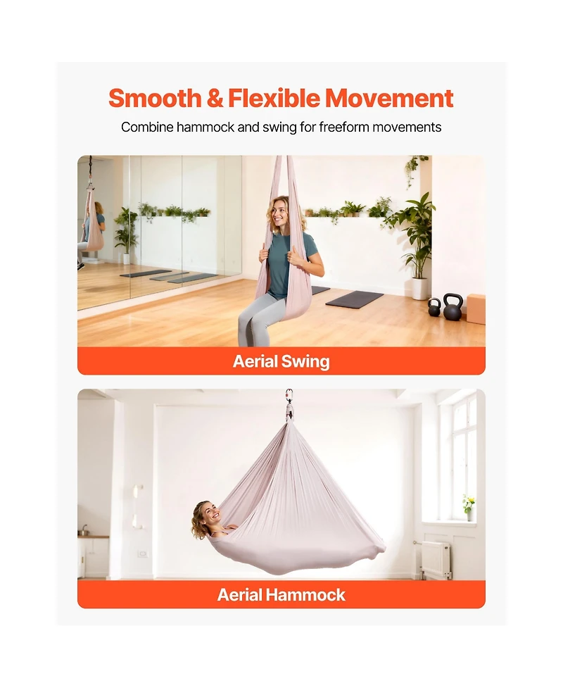 Sugift Aerial Yoga Hammock and Swing Set with Steel Carabiners and 300 Pound Capacity