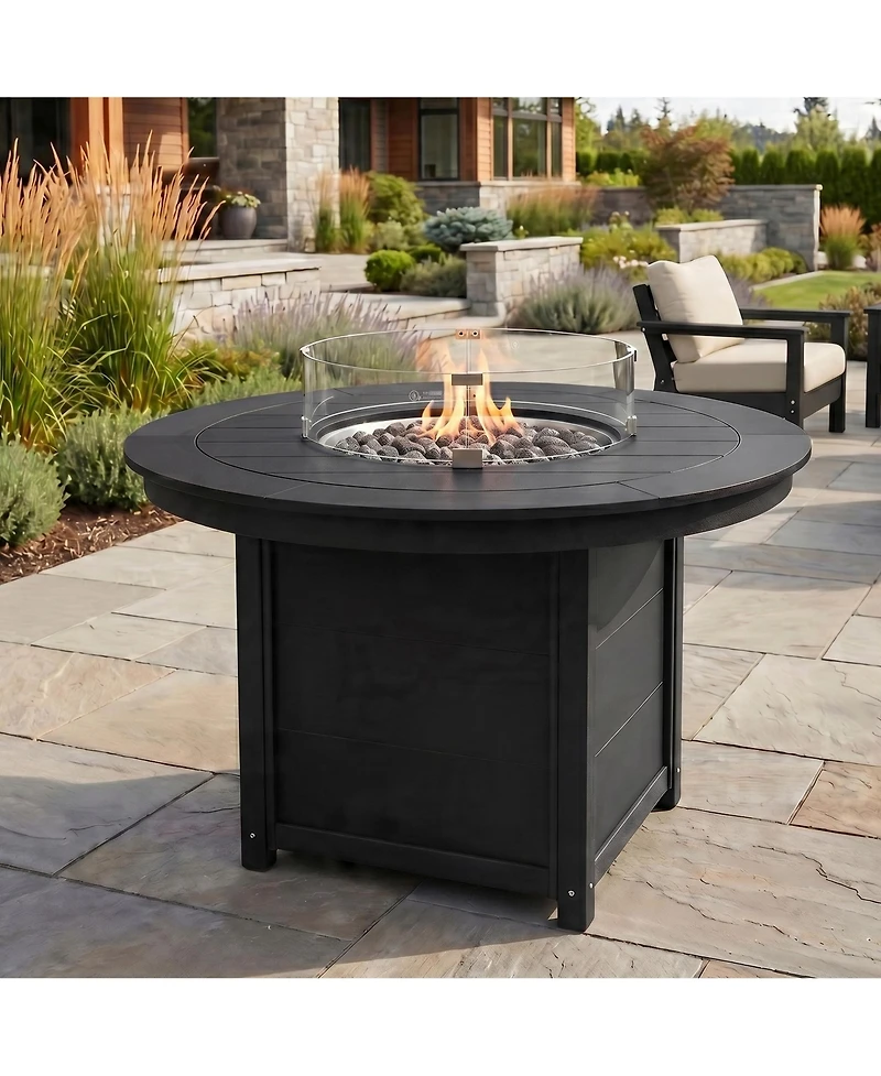 WestinTrends 47" Modern Outdoor Patio Propane Gas Round Fire Pit Table