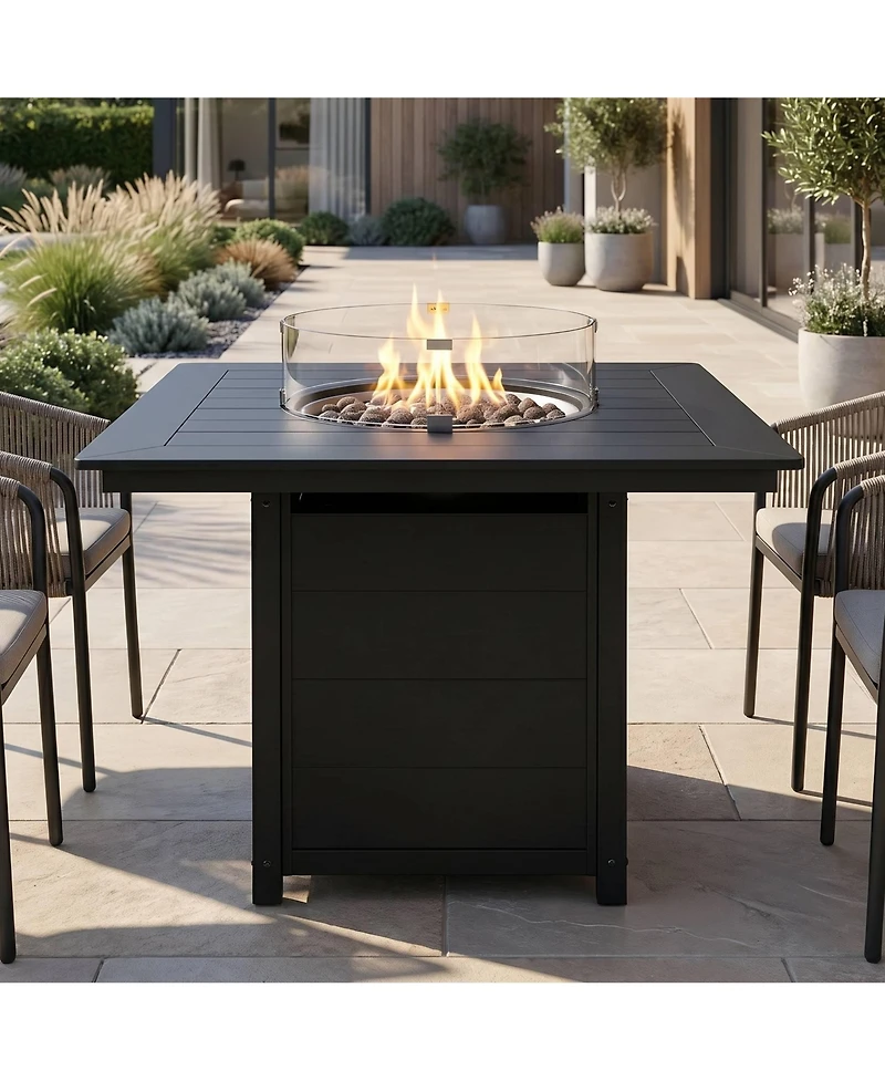 WestinTrends 42" Modern Outdoor Patio Gas Propane Square Fire Pit Table