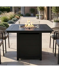 WestinTrends 42" Modern Outdoor Patio Gas Propane Square Fire Pit Table
