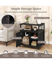 Mecale File Cabinet on Wheels with Charging Station and Cable Management Hole