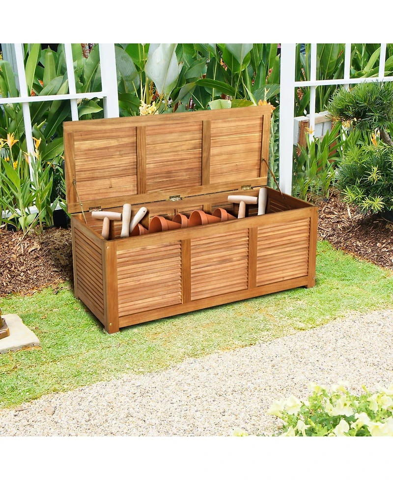 Mecale 46-Gallon Acacia Wood Deck Storage Bench with Flip Top Lid