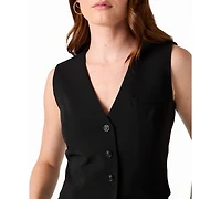 Guess Women's Theoline Perfect Plunging V-Neck Tailored Button-Front Sleeveless Vest