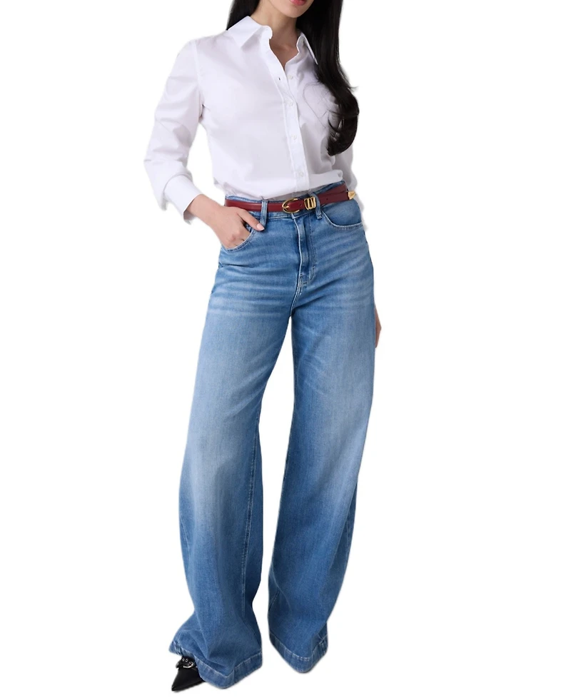 Guess Women's Bellagio High-Rise Wide-Leg Stretch Denim Jeans