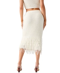 Guess Women's Remi High-Waisted Midi Fringed Sweater Skirt