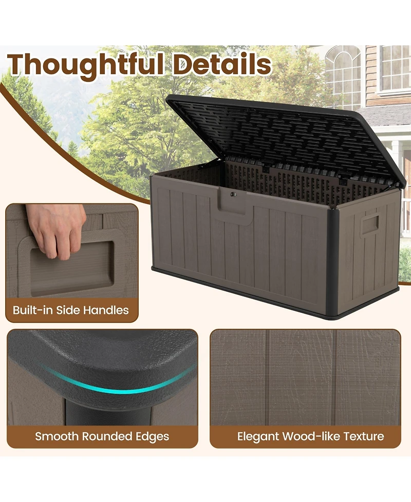 Mecale 100-Gallon Deck Box Bench, 440-lb Seating Capacity, Lockable Lid