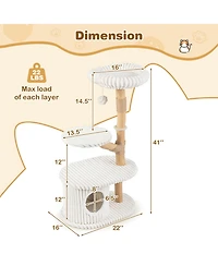 Gymax 41 Inch Tall Modern Cat Tower with Real Wood Branches Scratching Posts Cozy Bed