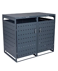 Mecale Double Trash Can Enclosure, Storage Shed for 32-64 Gal Bins