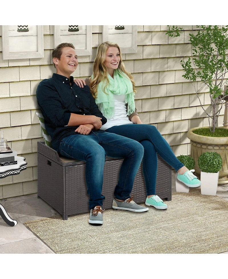 Mecale 45-Gallon Storage Bench with Acacia Lid, Holds 795 lbs