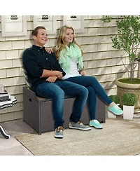 Mecale 45-Gallon Storage Bench with Acacia Lid, Holds 795 lbs
